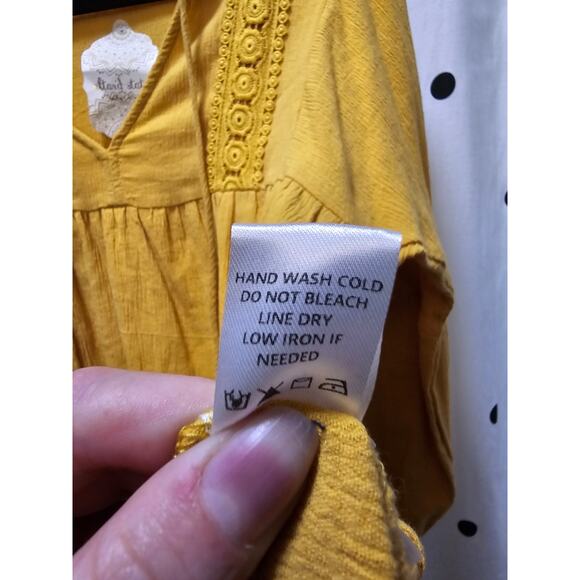 NWT Altar'd State lace detail oversized flowy long sleeve yellow top size small - Picture 9 of 9